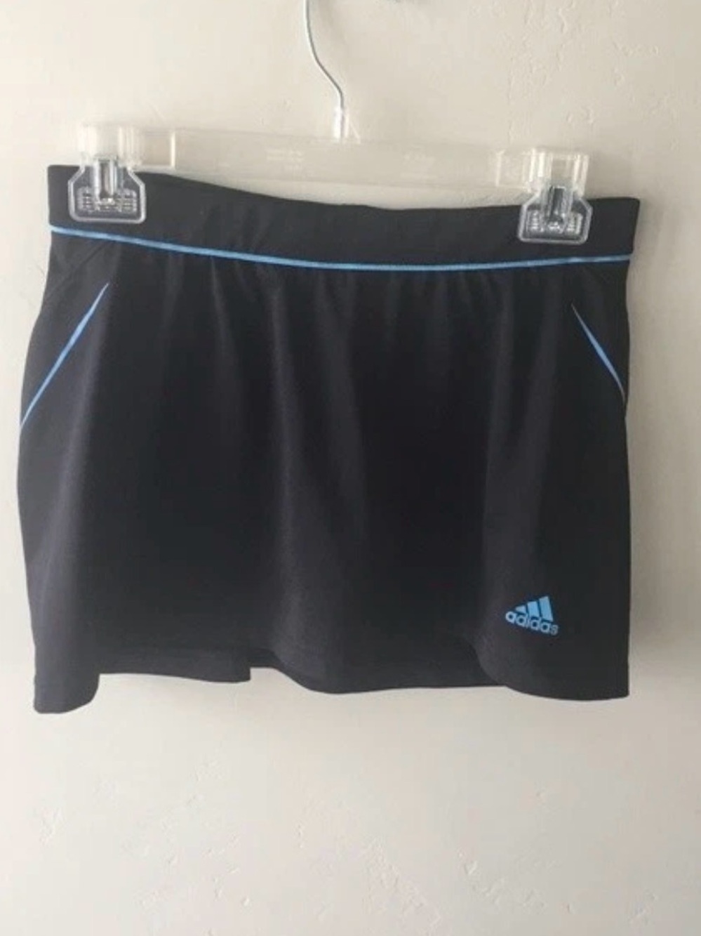 adidas Black & Light Blue Athletic Skort with Blue Logo and Built In Shorts - Picture 3 of 7